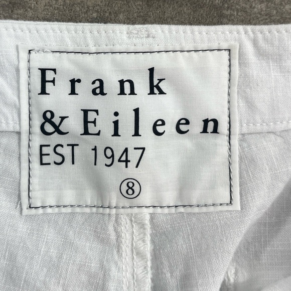 Frank and Eileen White Kinsale Cropped Pants w/ Raw Hem Cotton and Flax - Picture 7 of 14